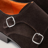Monte Carlo - Donkerbruine Suède - Double Monk Strap