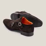Monte Carlo - Donkerbruine Suède - Double Monk Strap