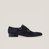 Monte Carlo - Donkerblauwe Suède - Double Monk Straps