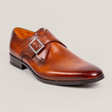 NY24 - Cognac Brown Patina Leren - Gespschoenen