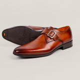 NY24 - Cognac Brown Patina Leren - Gespschoenen
