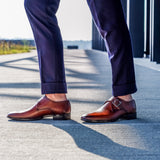 NY24 - Cognac Brown Patina Leren - Gespschoenen