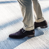 NY24 - Donkerbruine Suède - Gespschoenen