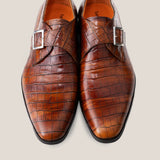 NY24 - Licht Cognac Bruin Croco Leer - Gespschoenen
