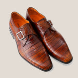 NY24 - Licht Cognac Bruin Croco Leer - Gespschoenen
