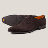 Oxford24 - Donkerbruine Suède - Cap Toe Oxfords