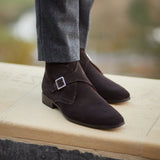 Stockholm - Donkerbruine Suède - Monk Strap Boots