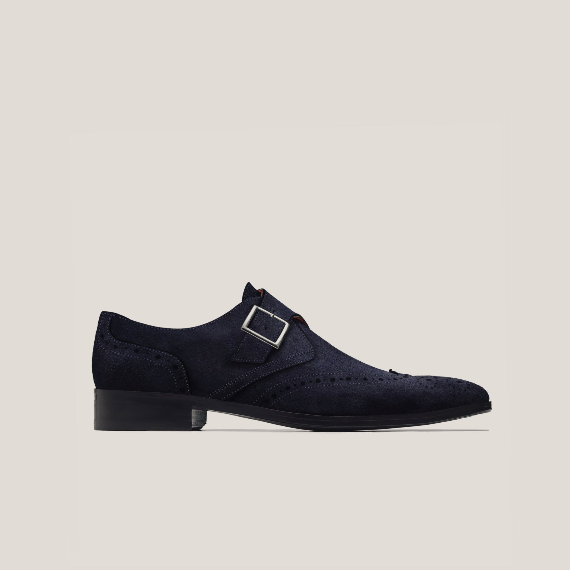 Washington - Donkerblauwe Suède - Monk Strap Brogues