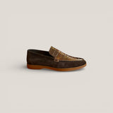 Capri - Dark Brown Suede with Brown Croco - Size 42