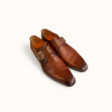 NY24 - Cognac Brown Patina Leren - Maat 45