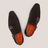 Monte Carlo - Donkerbruine Suède - Double Monk Strap