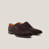 Oxford24 - Donkerbruine Suède - Cap Toe Oxfords