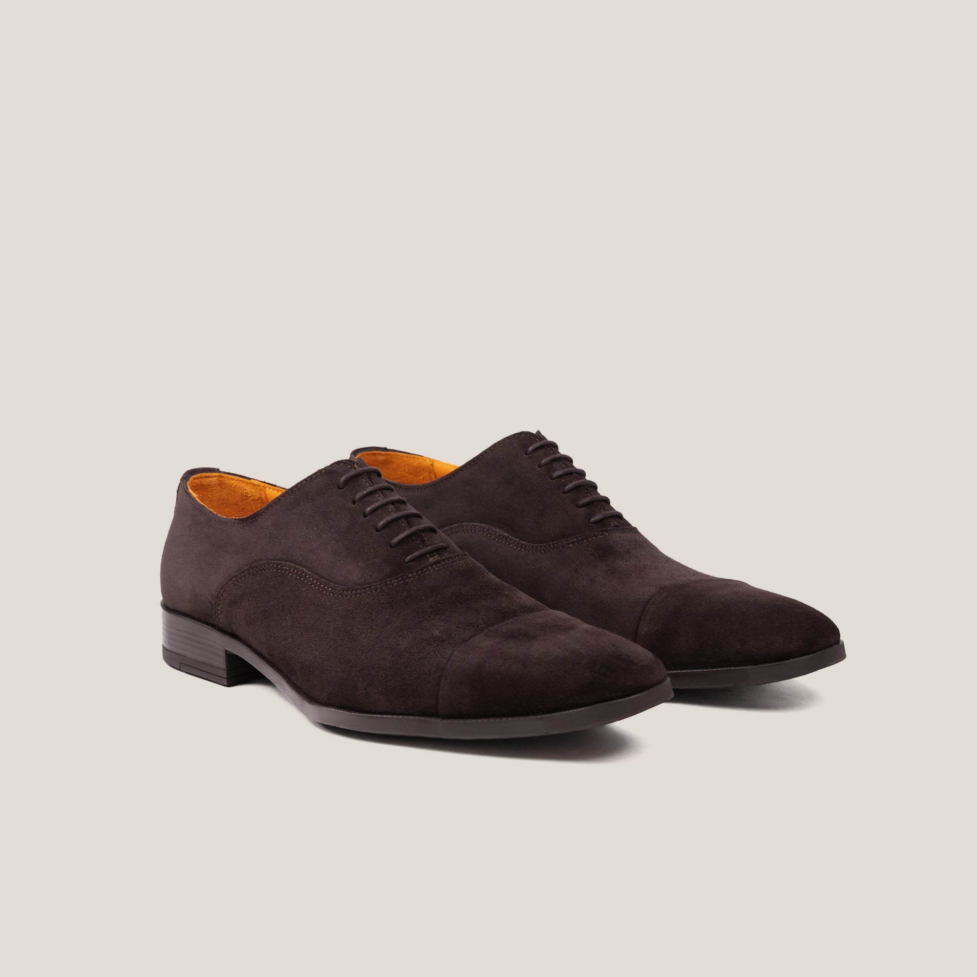 Oxford24 - Donkerbruine Suède - Cap Toe Oxfords