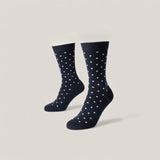 Sokken van puur katoen -  Donkerblauw met witte polkadots